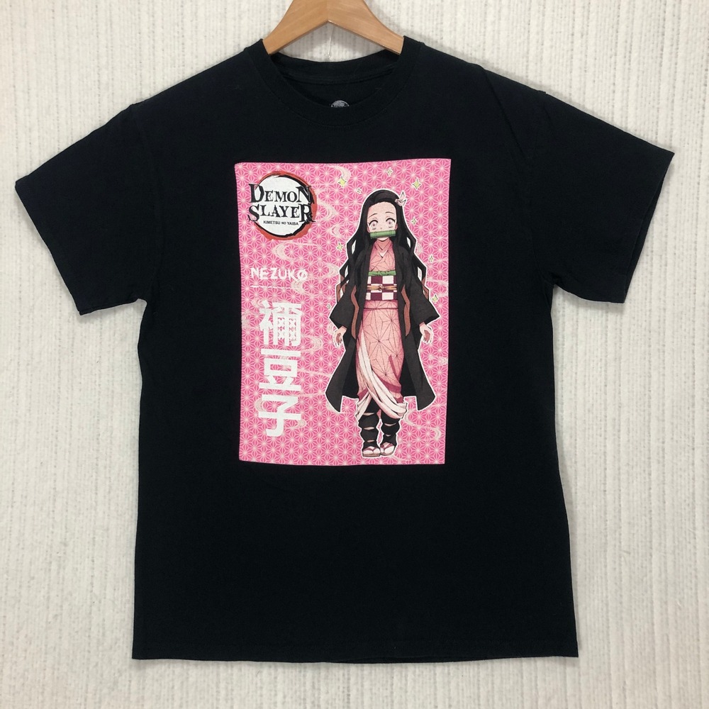 Demon Slayer Nezuko Kamado Graphic T-Shirt Black Pink Anime Tee Mens Small - Picture 3 of 8